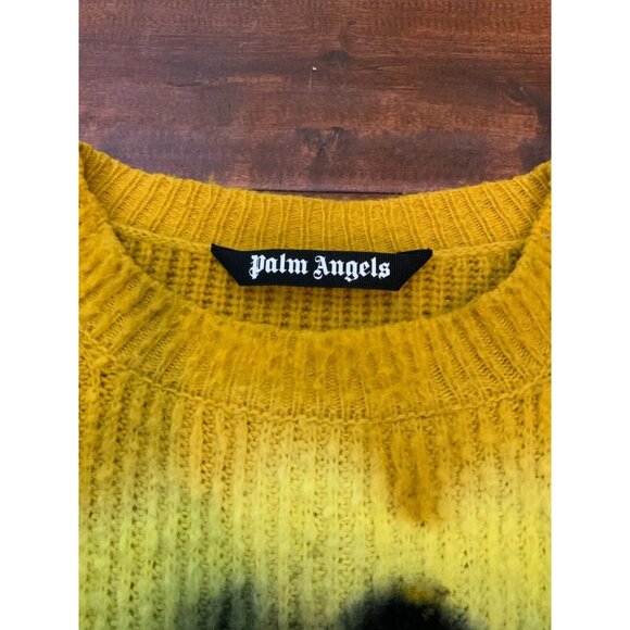 Palm Angels Yellow and Black Tie-Dye Casentino Sweater, Size Medium - Picture 4 of 6